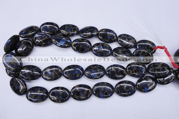 CGO206 15.5 inches 10*14mm oval gold blue color stone beads