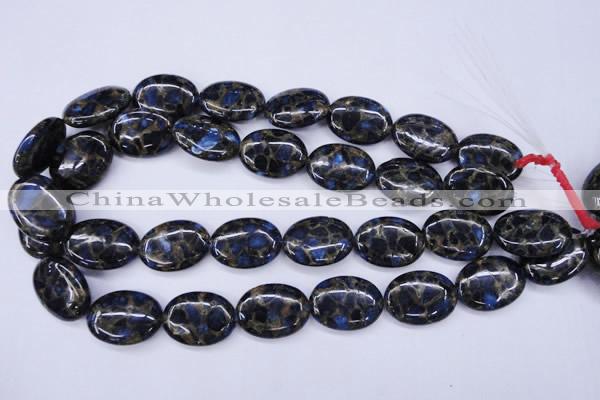 CGO208 15.5 inches 13*18mm oval gold blue color stone beads