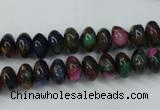 CGO22 15.5 inches 8*12mm rondelle gold multi-color stone beads