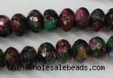 CGO25 15.5 inches 8*12mm faceted rondelle gold multi-color stone beads