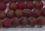CGO251 15.5 inches 6mm round matte gold multi-color stone beads