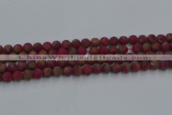 CGO252 15.5 inches 8mm round matte gold multi-color stone beads