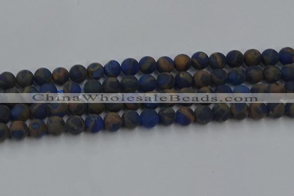 CGO263 15.5 inches 10mm round matte gold multi-color stone beads