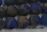 CGO264 15.5 inches 12mm round matte gold multi-color stone beads