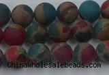 CGO266 15.5 inches 6mm round matte gold multi-color stone beads