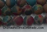 CGO267 15.5 inches 8mm round matte gold multi-color stone beads