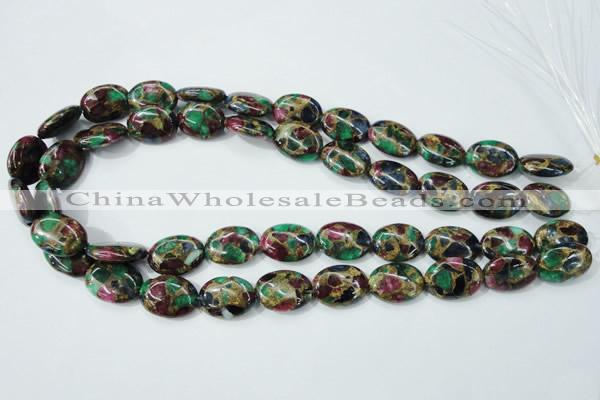 CGO41 15.5 inches 15*20mm oval gold multi-color stone beads