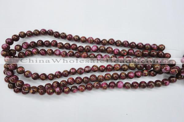 CGO53 15.5 inches 8mm round gold red color stone beads