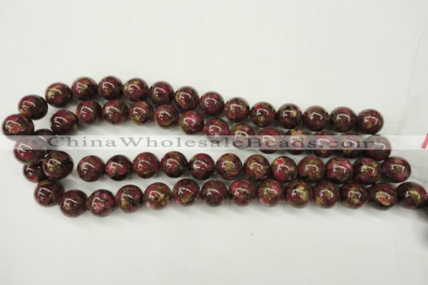 CGO58 15.5 inches 18mm round gold red color stone beads