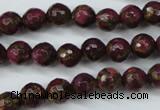 CGO62 15.5 inches 6mm faceted round gold red color stone beads