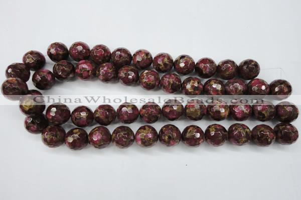 CGO69 15.5 inches 20mm faceted round gold red color stone beads