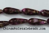 CGO82 15.5 inches 8*20mm faceted teardrop gold red color stone beads