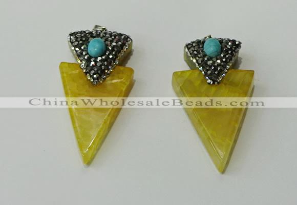CGP101 30*55mm arrowhead agate gemstone pendants wholesale