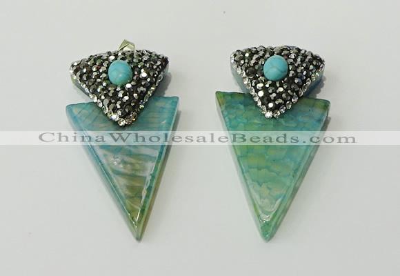 CGP104 30*55mm arrowhead agate gemstone pendants wholesale