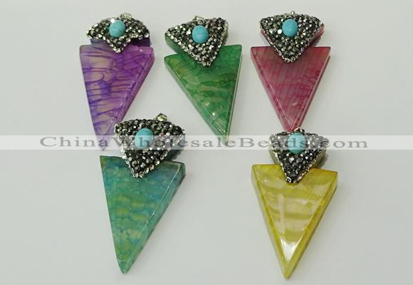 CGP108 30*55mm arrowhead agate gemstone pendants wholesale