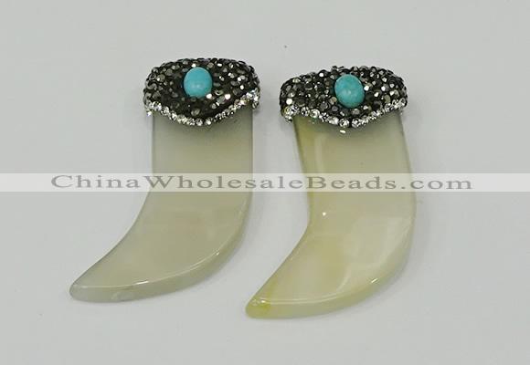 CGP120 25*58mm horn agate gemstone pendants wholesale