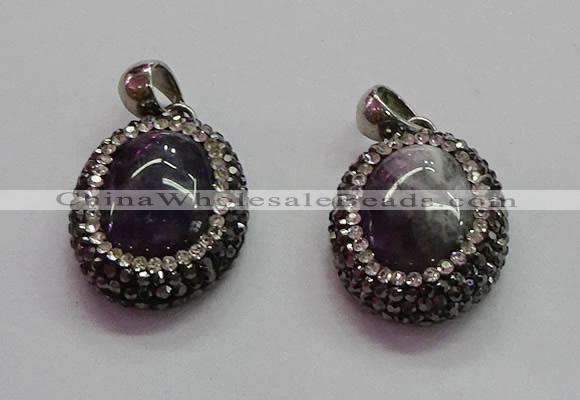 CGP1510 18*25mm oval amethyst gemstone pendants wholesale
