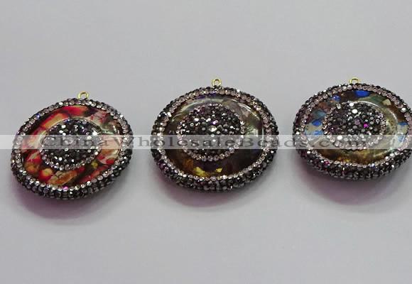 CGP1575 35mm coin sea sediment jasper pendants wholesale
