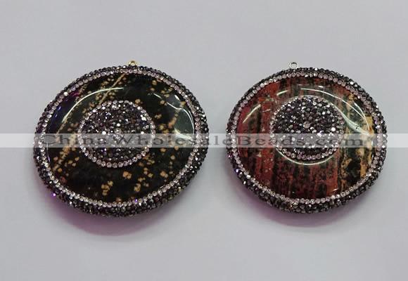 CGP1591 55mm coin snowflake obsidian pendants wholesale