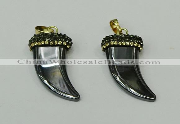 CGP165 18*35mm horn hematite gemstone pendants wholesale