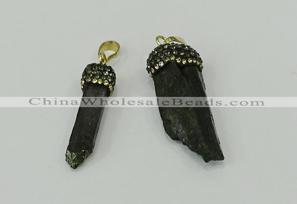 CGP205 6*30mm - 15*40mm sticks black tourmaline pendants