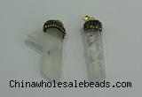 CGP214 12*55mm - 15*50mm sticks white crystal gemstone pendants