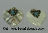 CGP288 40*45mm heart pearl shell pendants wholesale