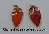 CGP3004 22*45mm arrowhead agate gemstone pendants wholesale