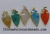 CGP3008 22*45mm arrowhead agate gemstone pendants wholesale