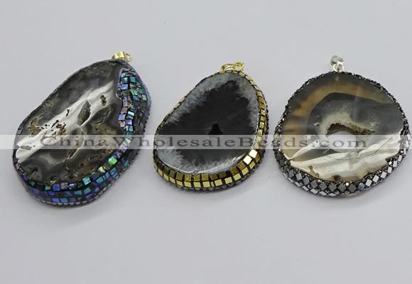 CGP3080 40*50mm - 45*55mm freeform druzy agate pendants