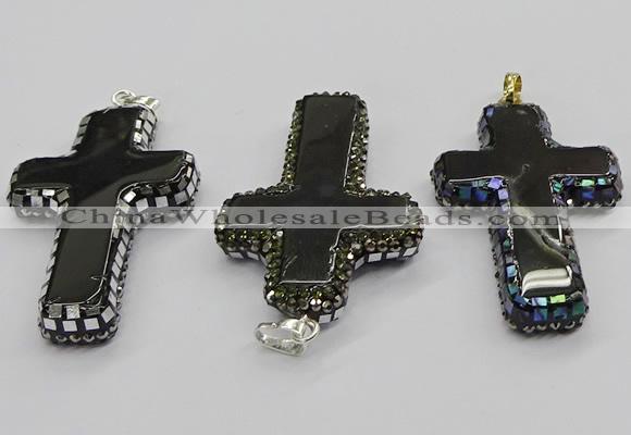 CGP3098 35*55mm cross agate gemstone pendants wholesale
