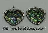 CGP310 40*40mm heart abalone shell pendants wholesale