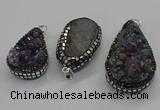 CGP3100 25*40mm - 30*65mm freeform plated druzy amethyst pendants