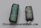 CGP3101 15*45mm - 15*55mm rectangle druzy agate pendants