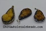 CGP3115 18*30mm - 22*40mm flat teardrop druzy agate pendants