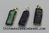 CGP3125 12*35mm - 15*40mm rectangle druzy agate pendants