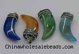 CGP3167 20*50mm - 25*55mm horn agate gemstone pendants