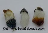 CGP3209 25*45mm - 28*50mm nuggets citrine & white crystal pendants