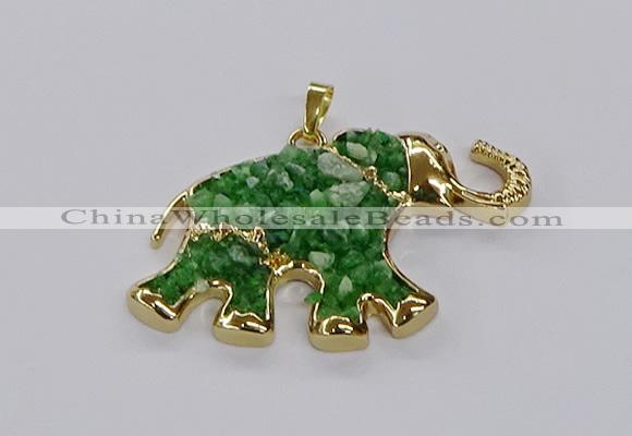 CGP3245 35*60mm elephant druzy agate pendants wholesale