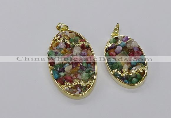 CGP3254 25*40mm - 30*50mm oval druzy agate pendants wholesale