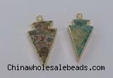 CGP3276 25*50mm - 30*55mm arrowhead ocean agate pendants