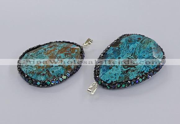 CGP3284 40*50mm - 45*55mm faceted freeform ocean agate pendants