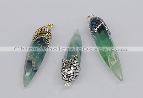 CGP3358 15*50mm - 16*65mm sticks fluorite gemstone pendants