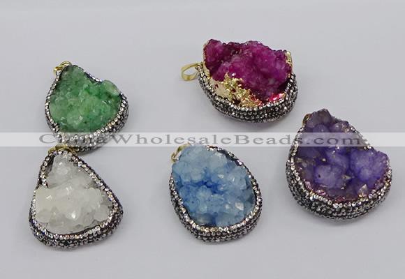 CGP3375 25*35mm - 30*40mm freeform druzy quartz pendants