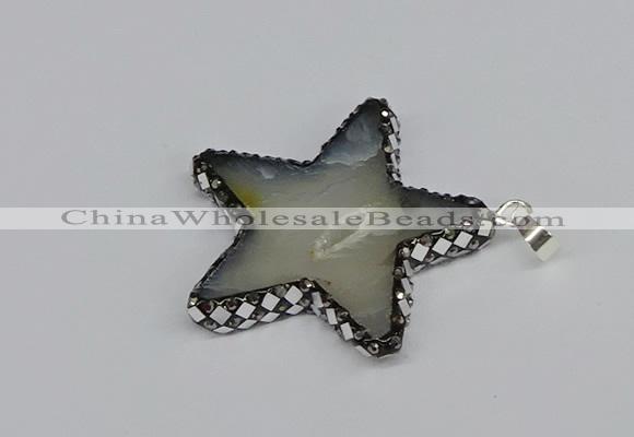 CGP3376 45*45mm star druzy agate pendants wholesale