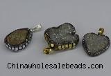 CGP3393 18*25mm - 28*30mm freeform plated druzy agate pendants