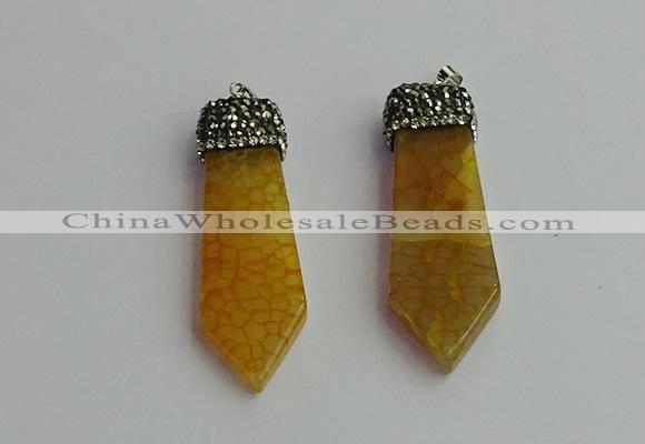 CGP340 12*50mm - 15*55mm arrowhead agate pendants wholesale