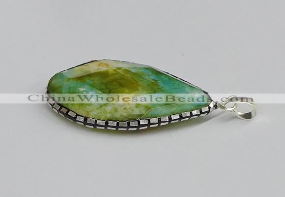 CGP3400 30*40mm - 30*45mm faceted flat teardrop agate pendants