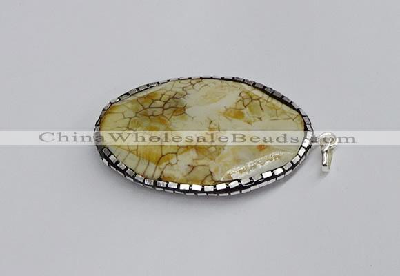 CGP3405 35*50mm faceted oval agate pendants wholesale