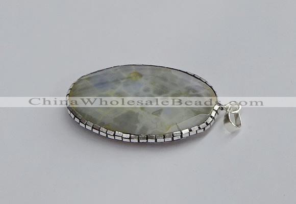 CGP3410 35*50mm faceted oval agate pendants wholesale